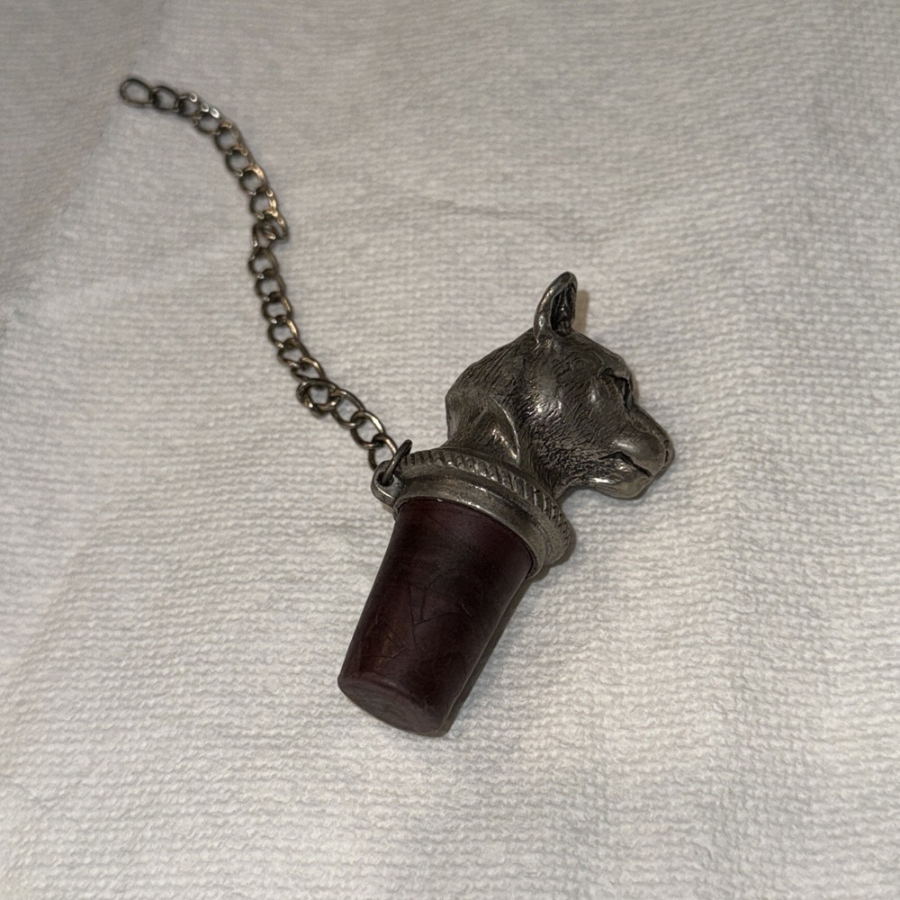 2005 H.M. Pewter Cougar Bottle Stopper Wine Cork University Of Houston Mascots‎